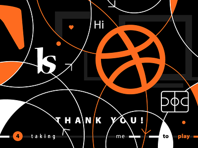 Thank you! arrow basketball dribbble first shot game metaphor play thanks vector