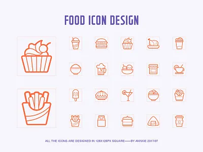 FOOD ICON DESIGN bear cake chicken cole easy food icon tea