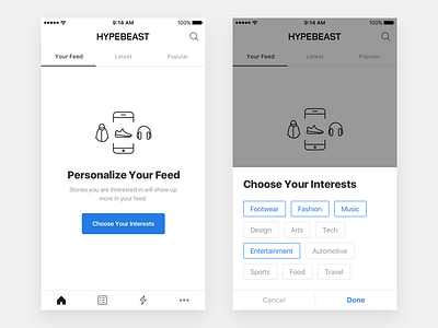 Personalized Feed app categories interests mobile personalize tags