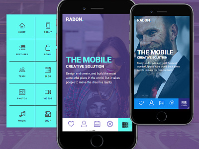 RADON mobile template mobile app design mobile design mobile html template mobile inspiration mobile menu mobile template