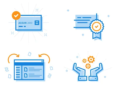 Feature illustrations application blue icons illustration ui yellow