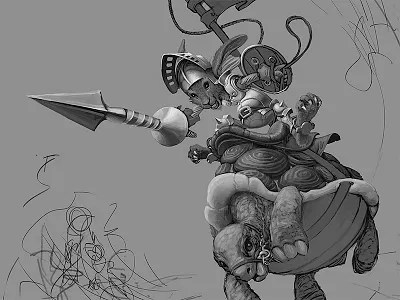 The Tortoise and the Hare armor fairytale hare illustration joust painting personal riding spear tortoise values