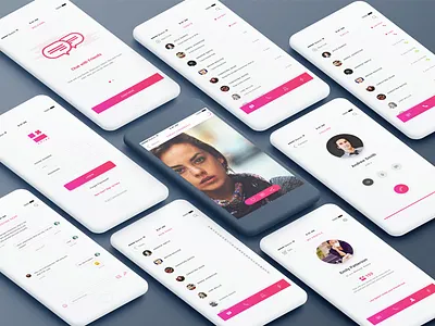 Spike Messenger UI Kit app design kit messenger mobile pink spike ui ux
