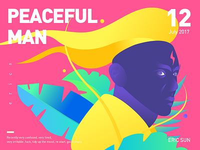 Peaceful Man colors graphic illustration man peaceful poster vector