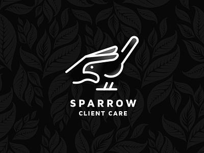 Sparrow bird branding care cartoon creative design flat growth hand hidden message illustration line art lines logo mascot negative space outline relationship sparrow vector