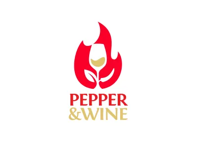 Pepper And Wine branding design fire food grill hot logo pepper restaurant wine winery