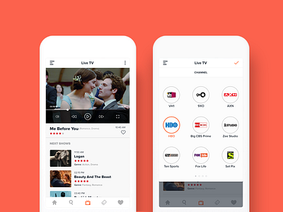 Live TV Show app filter ios minimal movie next player select show tv watch