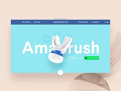 Amabrush Teaser - Concept clean concept design desktop kickstarter layout toothbrush ui web