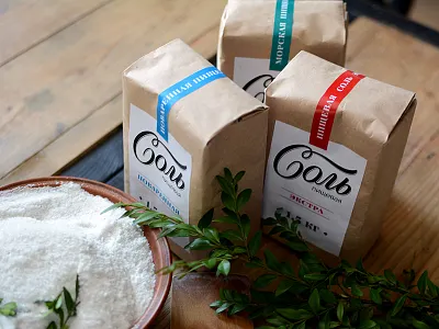 Redesign set of package for salt craft graphic design lettering package salt