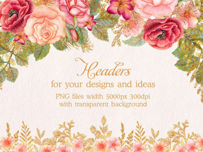 FREE Watercolor Glitter Floral Headers floral header free floral header free watercolor watercolor
