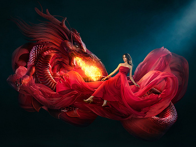 Dragon 3d render cloth creature dress fabric fantasy fashion fire modo red sculpt woman