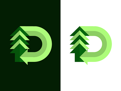 Dynamic Reforestation brand d letterform logo thickline