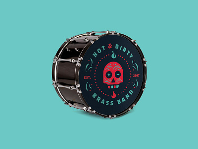 Hot & Dirty Bass Drum band bass drum brass dirty hot logo milwaukee modern music sugar skull