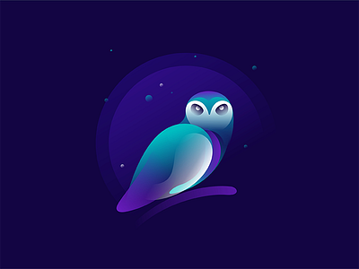 Blue Owl bird blue gradient identity mark nature night owl sparrow symbol