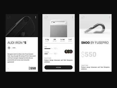 UI APP - 3 RES app black clean elegant ios mobile modern simple white