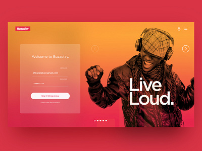 Buzzplay design landingpage music musicplayer ui uidesign uiux web