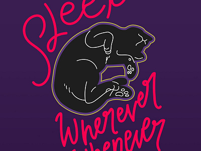 Sleep. Wherever. Whenever. cat illustration