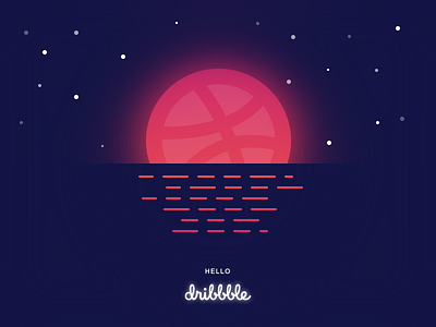 Hello Hello! debut dribbble dusk first hello moon post sunset