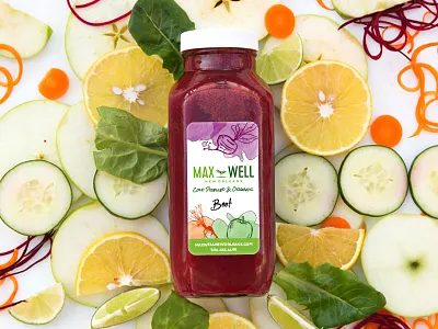 Maxwell Juice Labels hand drawn illustrations logo print