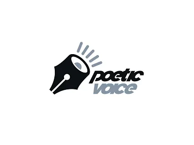 Poetic Voice branding fountain pen identity logo mark megaphone pen poetic sound story symbol voice