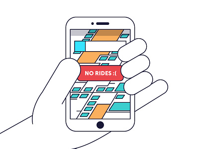 No Rides :( explainer hand illustration line phone product ride share storyboard styleframe video