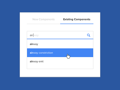 Search Component autofill blue component dropdown field minimal search ui