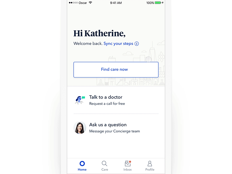 Step syncing alert animation home homescreen illustration modal navigation oscar oscar health steps sync ui ux
