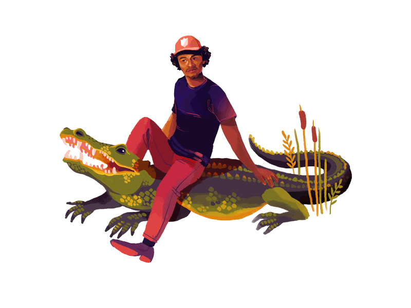 Swamp Boy alligator animation gif illustration portrait