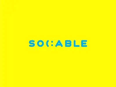 Sociable blue brand branding design identity logo logotype smile type typography wordmark yellow