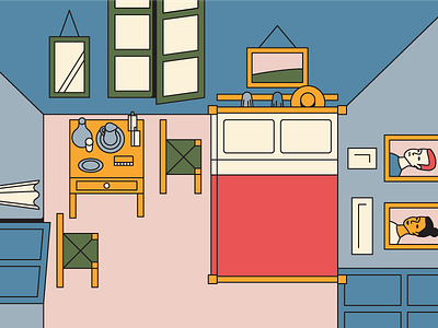“Bedroom in Arles” geometric illustration illustrator van gogh