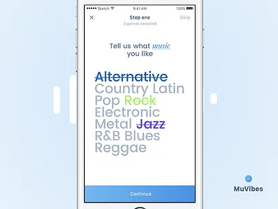 MuVibies - wizard screen app genre interface ios listening mobile music search wizard