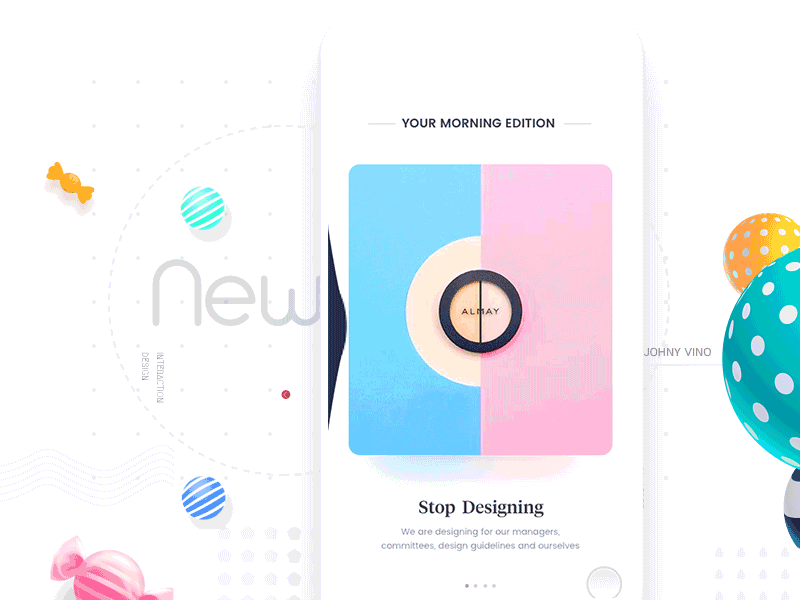 Designers News app app categories colors dribbble elastic fab johnyvino news newsstand swipe ui