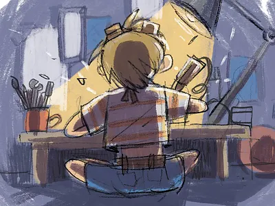 Night work art artwork design digital diy graphic illustration kid painting work