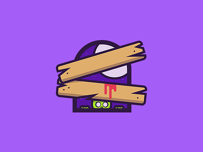Day 66 - Blockade apocalypse barrier blockade blood daily challenge flat illustration invasion moon plank wood zombie
