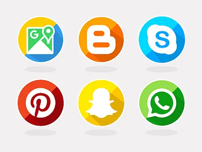 Social Media Icons blogspot google map pinterest skype snapchat whatsapp
