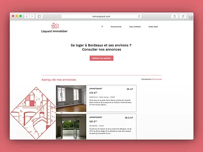 Liquard immobilier bordeaux e commerce fonds perdus logotype pixel web web design
