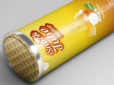 Snack Tube Mockup mockup mockups open package packaging potato prepared snacking tub tube