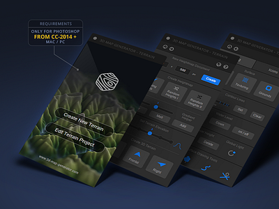 3d Map Generator - Terrain - Plugin - UI generator height map map panel photoshop plugin surface terrain ui