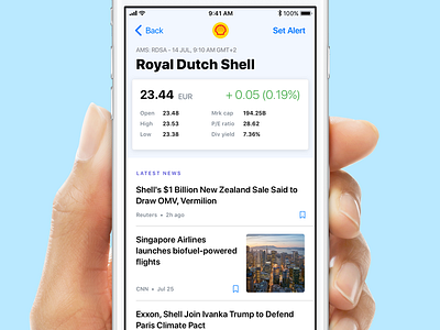 News App - Watchlist card feed finance ios 11 latest logo news stocks watchlist