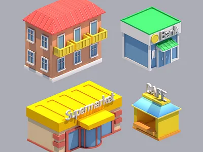 Iso city wip1 3d building city house isometric modeling town