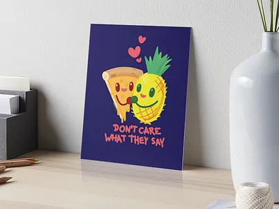 Forbidden Love cartoon illustration pineapple pizza vecotr illsutration