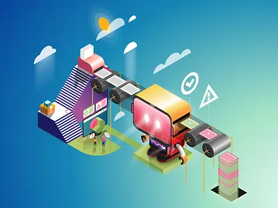 Futuristic isometric robot illustation abstract analytics android design droid futuristic illustration information isometric robot ui vector