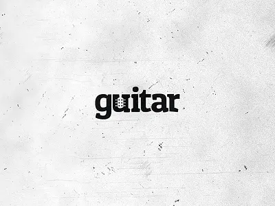 Guitar wordmark logo guitar logo music negative negative space wordmark