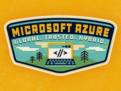 Camp Azure badge camp clouds emblem illustration laptop tree