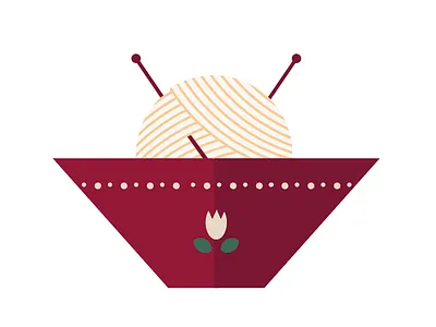 knitting bowl bowl design editorial icon illustration knitting knitting needles magazine spool yarn