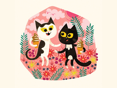 Summer Cats andrew kolb commission illustration james boorman kolbisneat