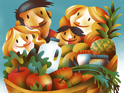 Food Folks apple family food groceries illustration kids milk produce