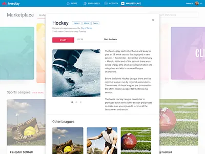 Marketplace Details League sports store