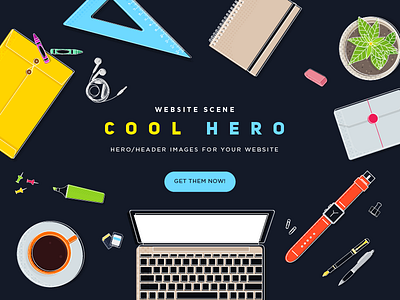 Cool Hero header hero illustration images landing screen ui website