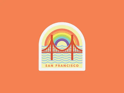san francisco badge badge california golden gate bridge icon logo rainbow retro san francisco stamp travel